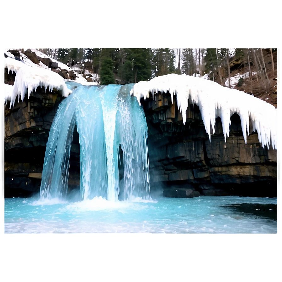 Frozen Waterfall Winter Scene Png 05212024 PNG image