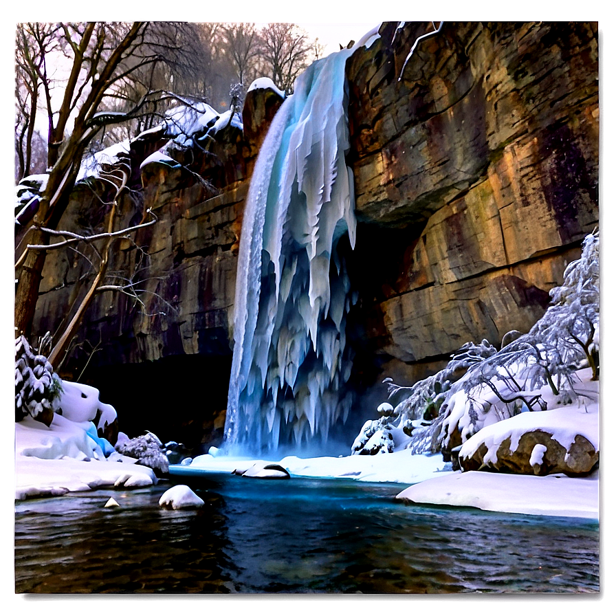 Frozen Waterfall Winter Scene Png 29 PNG image