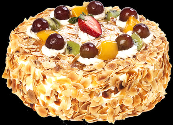 Fruit Almond Topped Cake PNG image