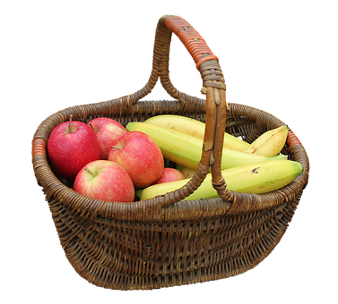 Fruit Basket Fullof Applesand Bananas PNG image