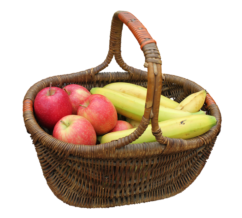 Fruit Basket Fullof Applesand Bananas.png PNG image