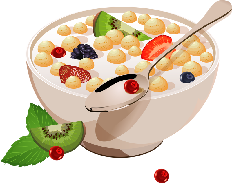 Fruit Topped Cereal Bowl Illustration PNG image