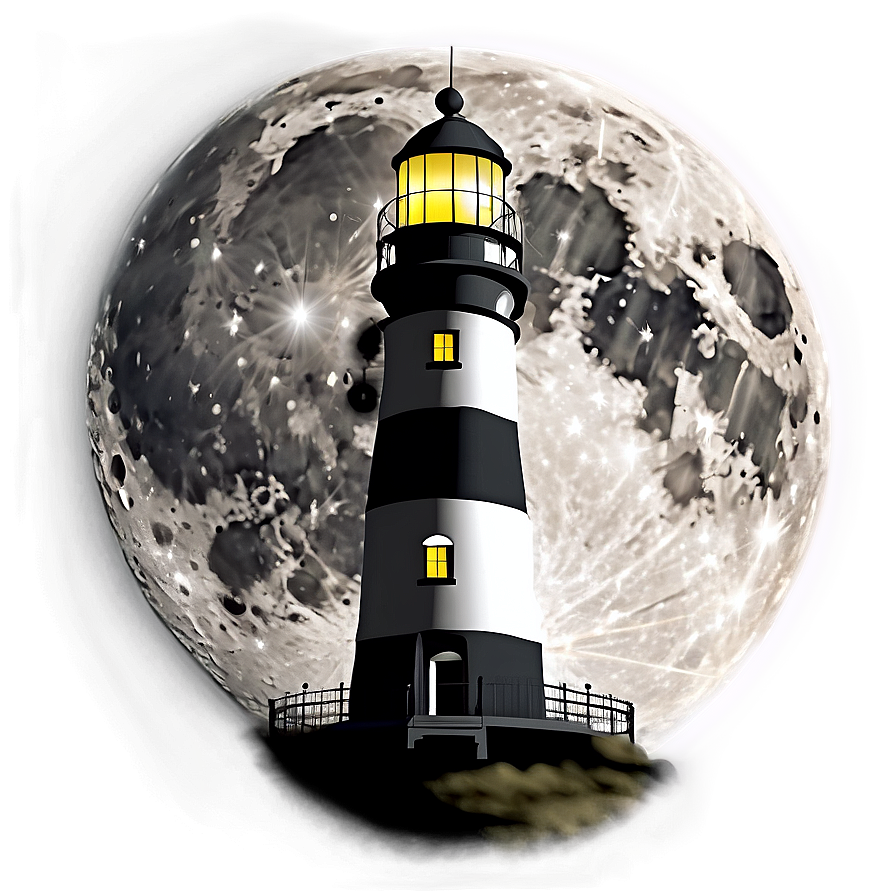 Full Moon Lighthouse Beam Png 05242024 PNG image