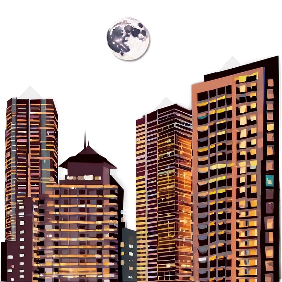 Full Moon Over Cityscape Png 1 PNG image