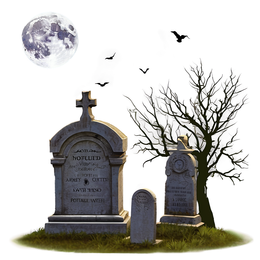 Full Moon Over Graveyard Png 05242024 PNG image