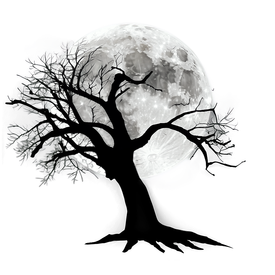 Full Moon Silhouette Trees Png Mpc PNG image