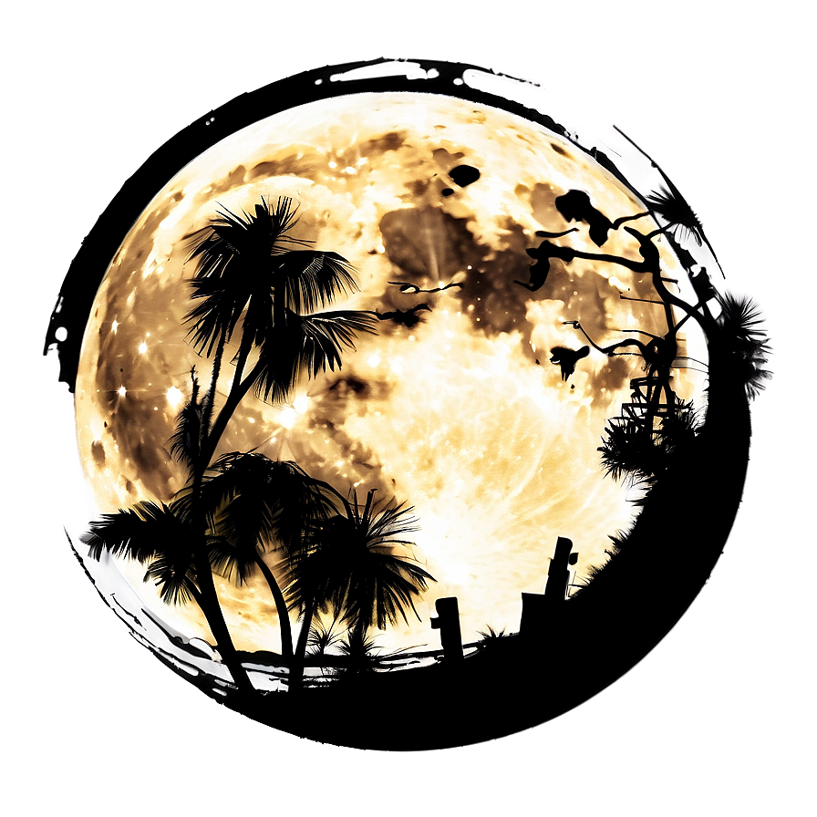 Full Moon Urban Silhouette Png 05242024 PNG image