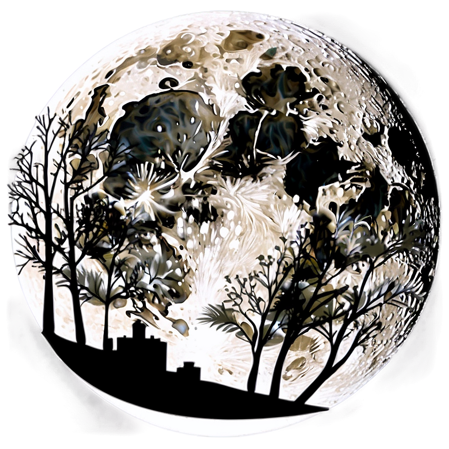 Full Moon Urban Silhouette Png 24 PNG image