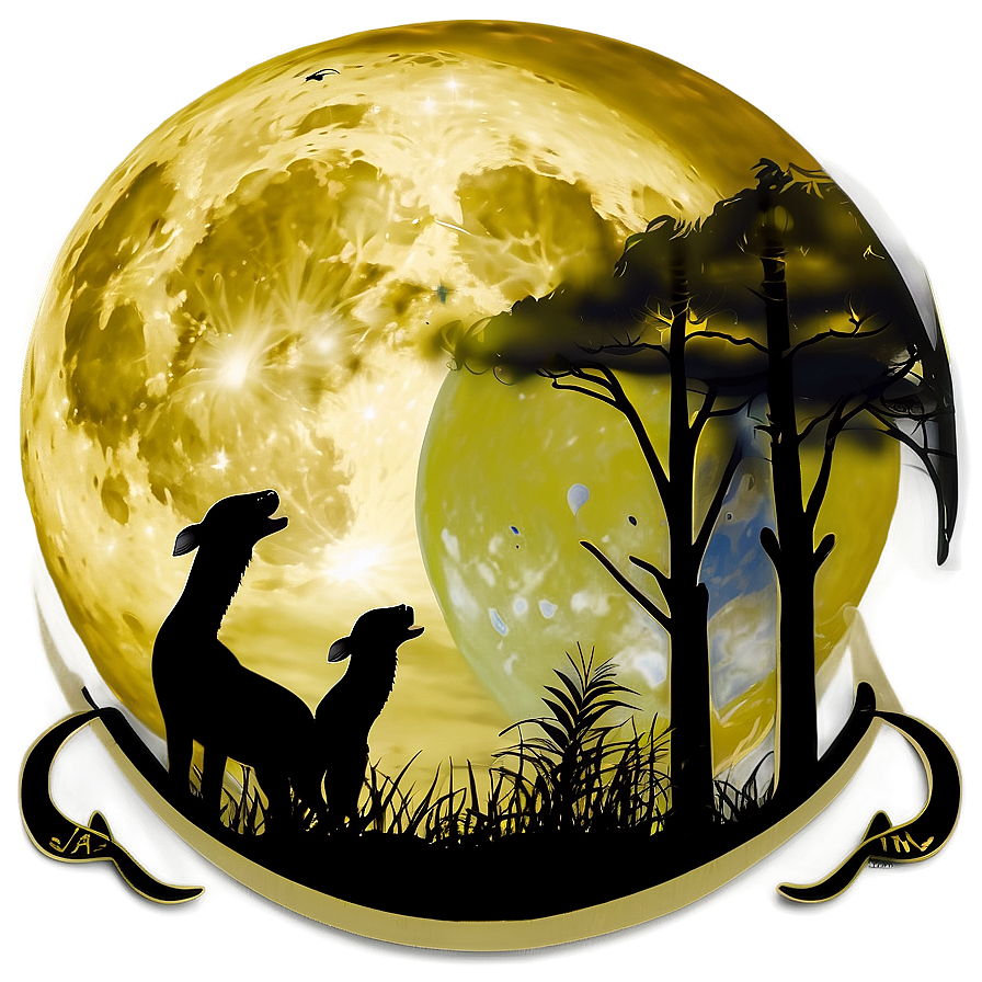 Full Moon Wildlife Scene Png Rir PNG image