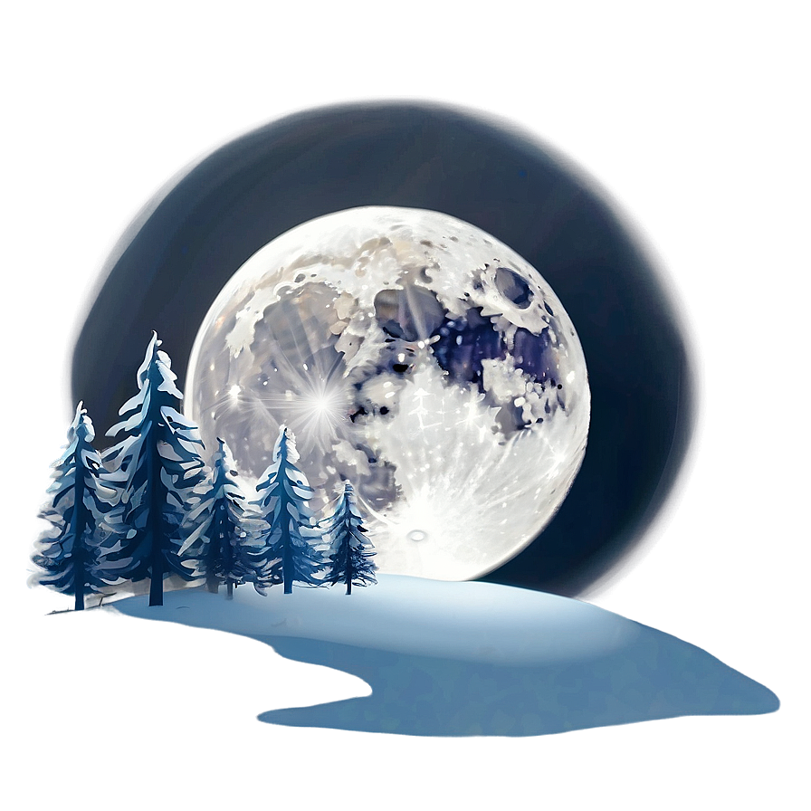 Full Moon Winter Night Png 16 PNG image