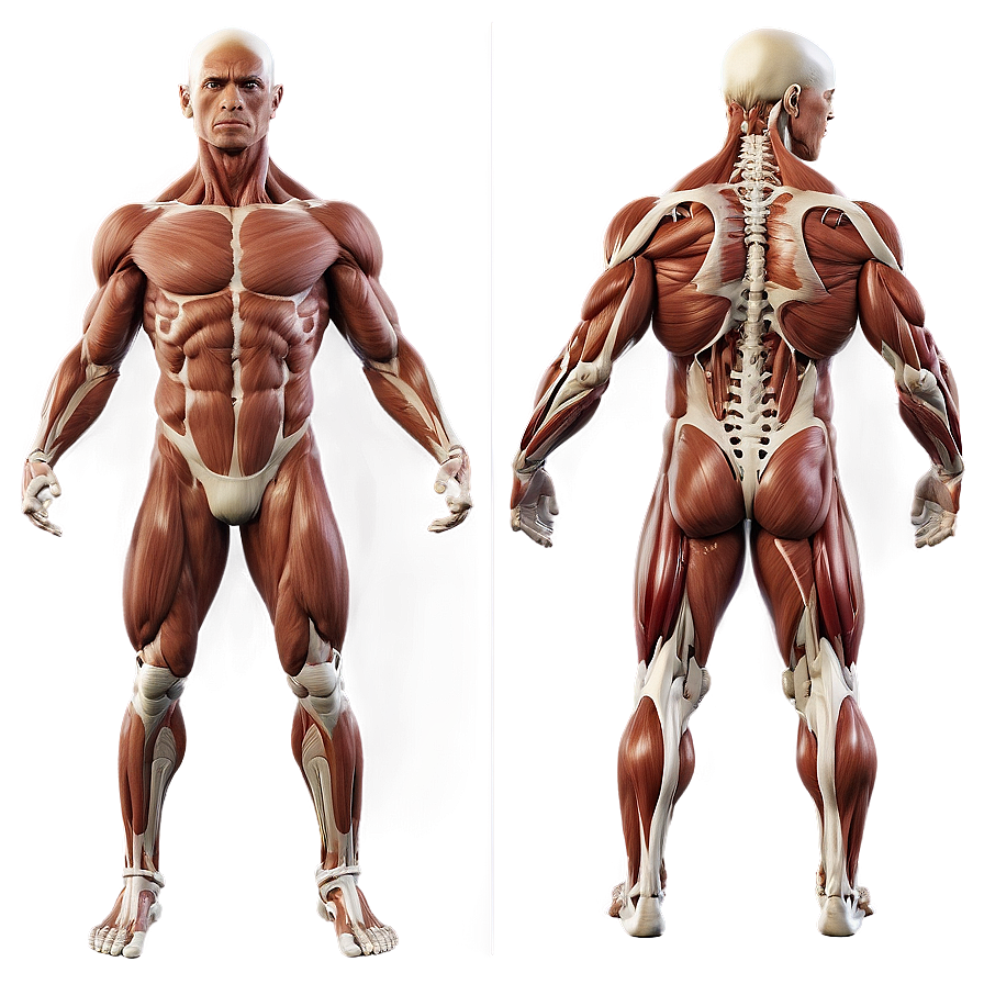 Full Muscular System Front And Back Png 06212024 PNG image