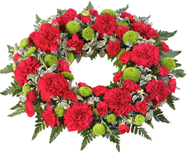 Funeral Floral Wreath Red Green PNG image
