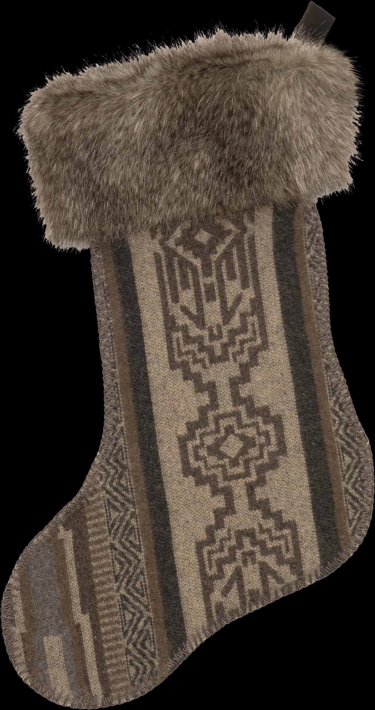 Fur Trimmed Christmas Stocking PNG image