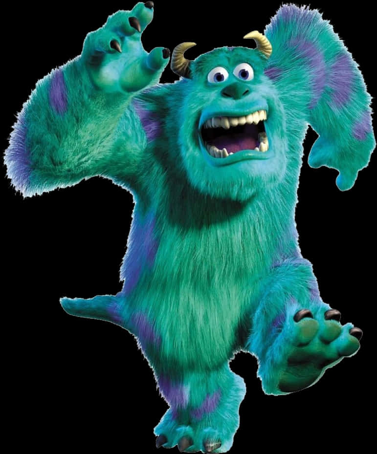 Furry Blue Monster Roaring PNG image