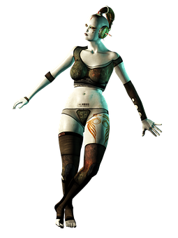 Futuristic Android Girl PNG image