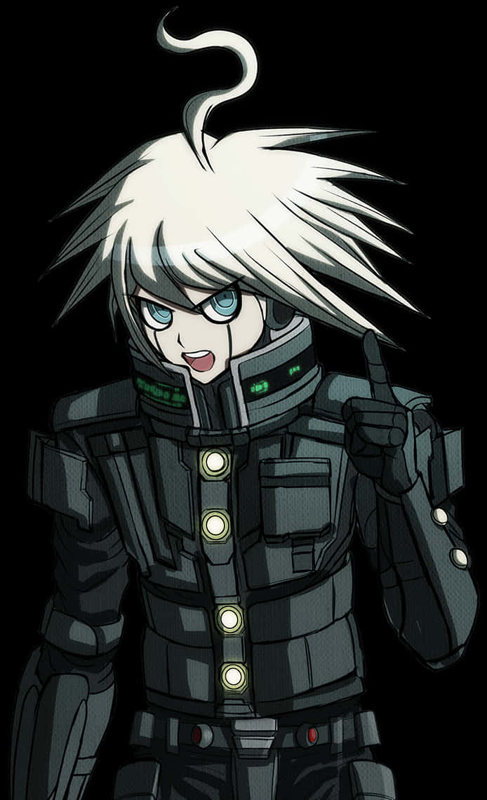 Futuristic Anime Boywith White Hair PNG image