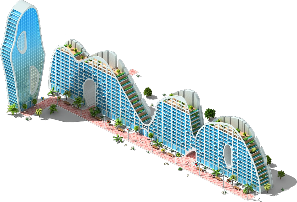 Futuristic Apartment Complex Design PNG image