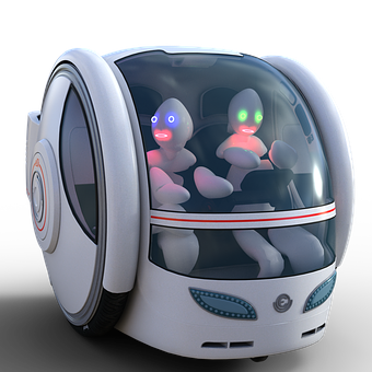 Futuristic Autonomous Vehicle With Robots PNG image