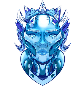 Futuristic Blue Robot Face PNG image