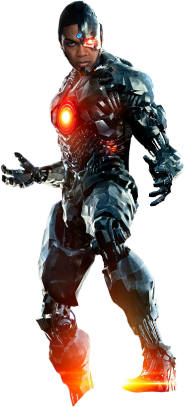 Futuristic Cyborg Hero Pose PNG image