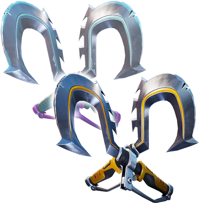 Futuristic Dual Bladed Hook Weapon PNG image