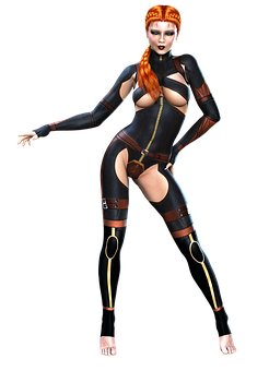 Futuristic Female Character Costume PNG image