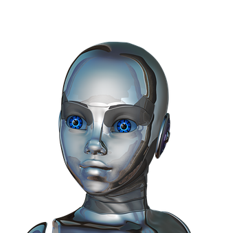 Futuristic Female Robot Portrait PNG image