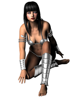 Futuristic Female Warrior Render PNG image