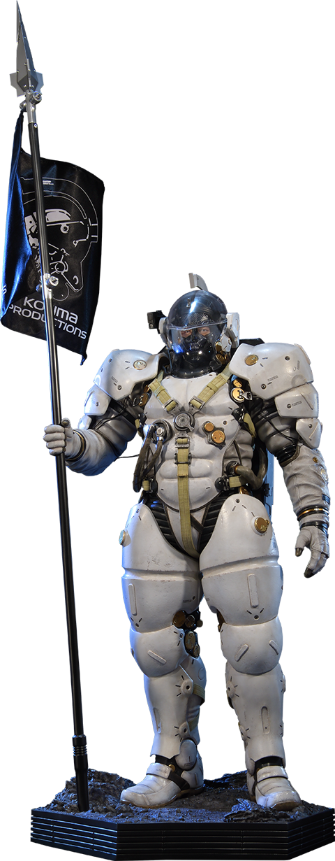 Futuristic Knight Statuewith Flag PNG image