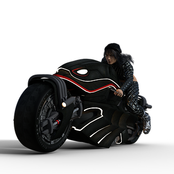 Futuristic Motorcycleand Rider PNG image