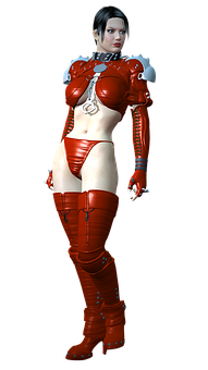 Futuristic Red Armor Woman PNG image