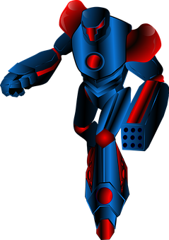 Futuristic Redand Blue Robot PNG image