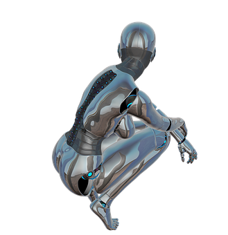 Futuristic Robot Crouching Position PNG image