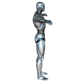 Futuristic Robot Humanoid Standing PNG image