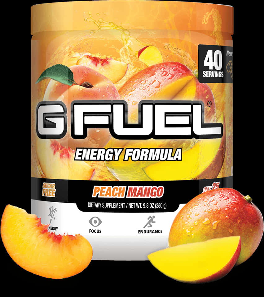 G Fuel Peach Mango Energy Formula Container PNG image