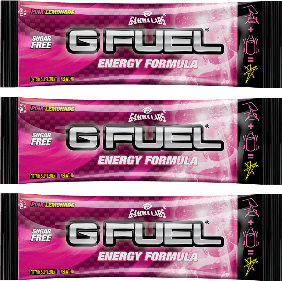 G Fuel Pink Lemonade Energy Formula Packaging PNG image