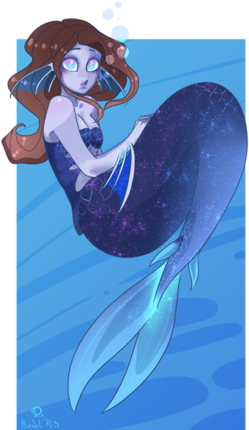 Galactic Tailed Mermaid Illustration PNG image