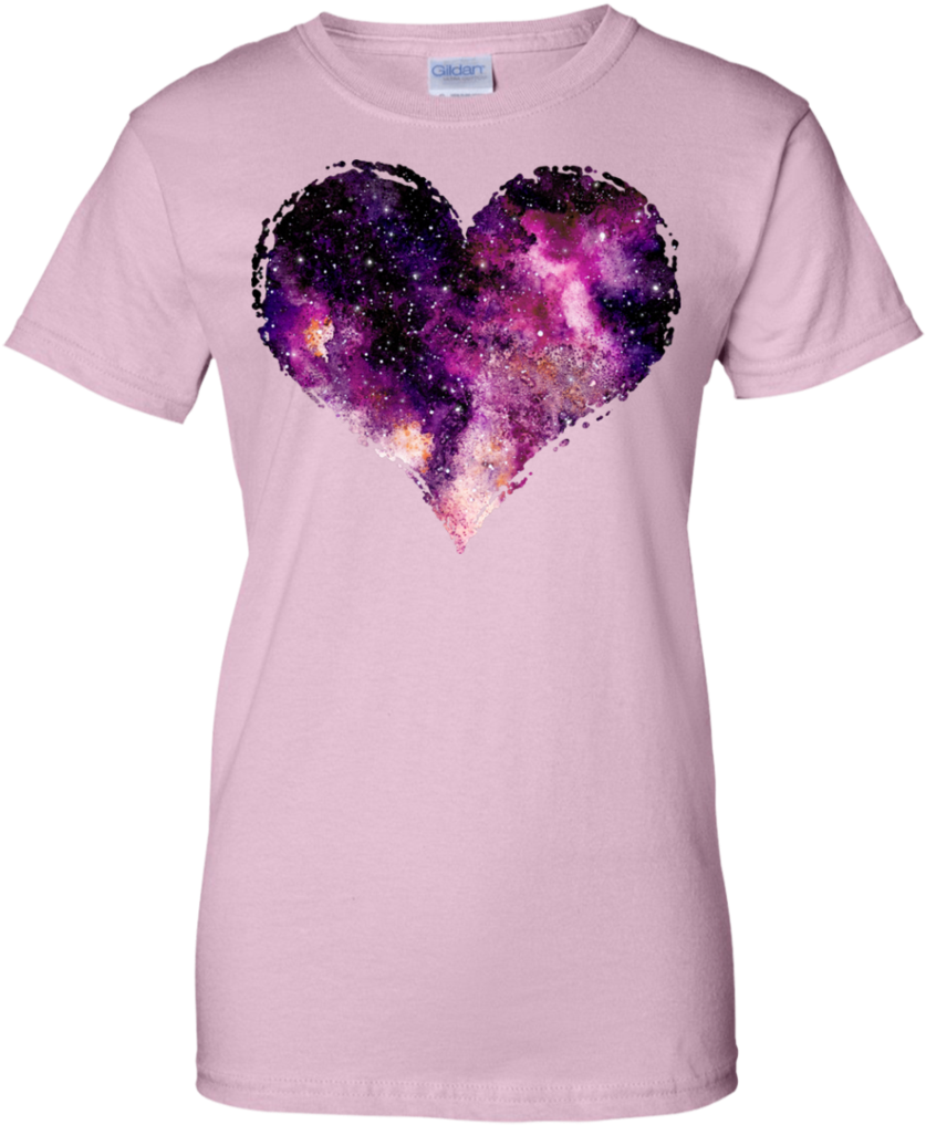 Galaxy Heart Print T Shirt PNG image