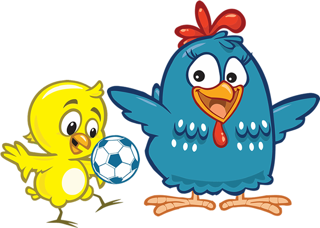 Galinha_ Pintadinha_and_ Friend_ Playing_ Soccer PNG image