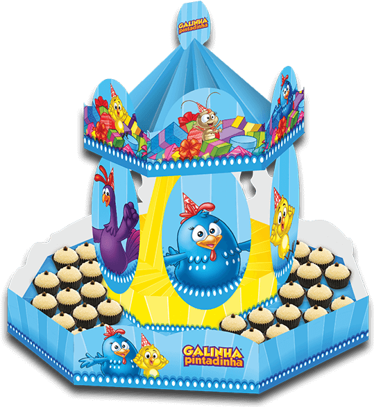 Galinha Pintadinha Carousel Cake Stand PNG image