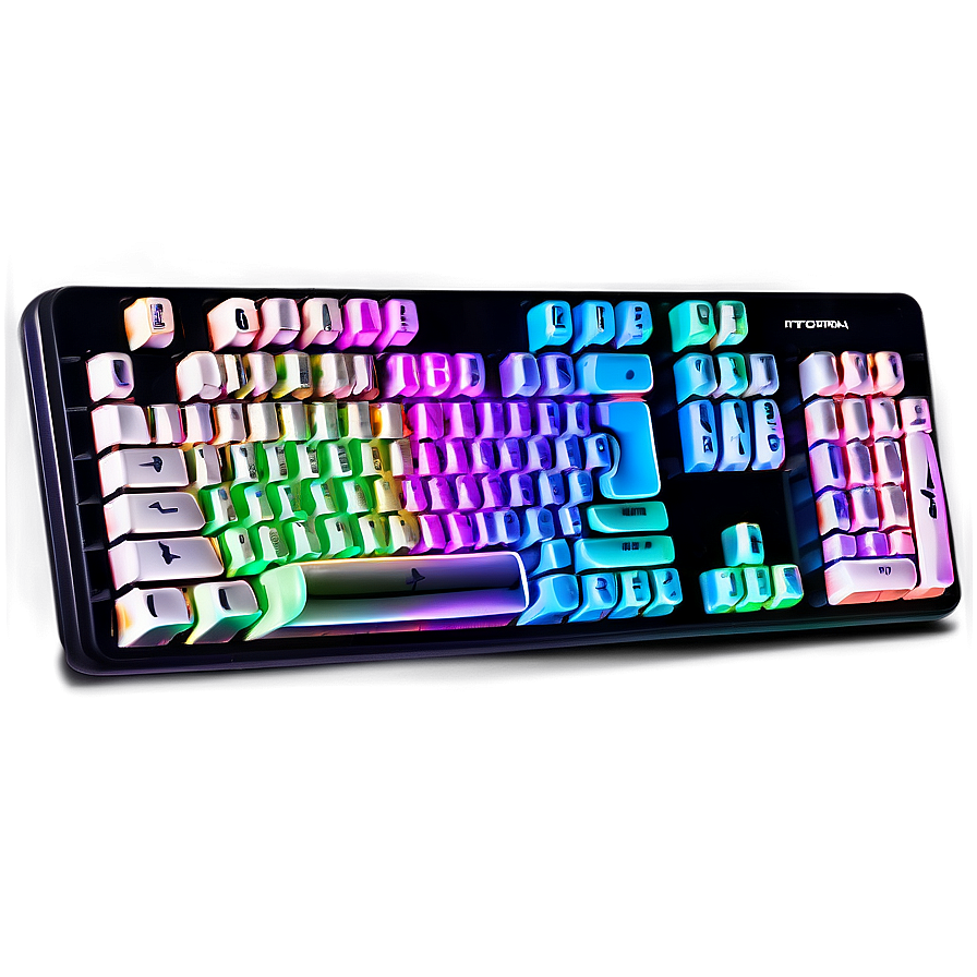 Gaming Keyboard With Multicolor Keys Png 06122024 PNG image