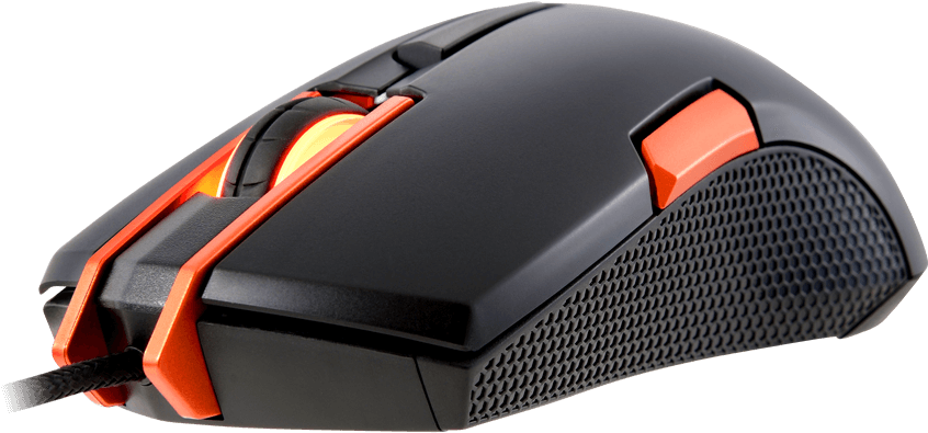Gaming Mouse Orange Black Design PNG image