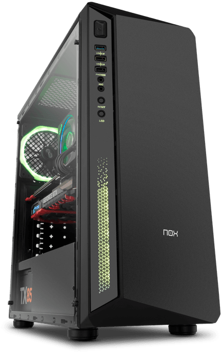 Gaming P C Tower With Transparent Side Panel PNG image