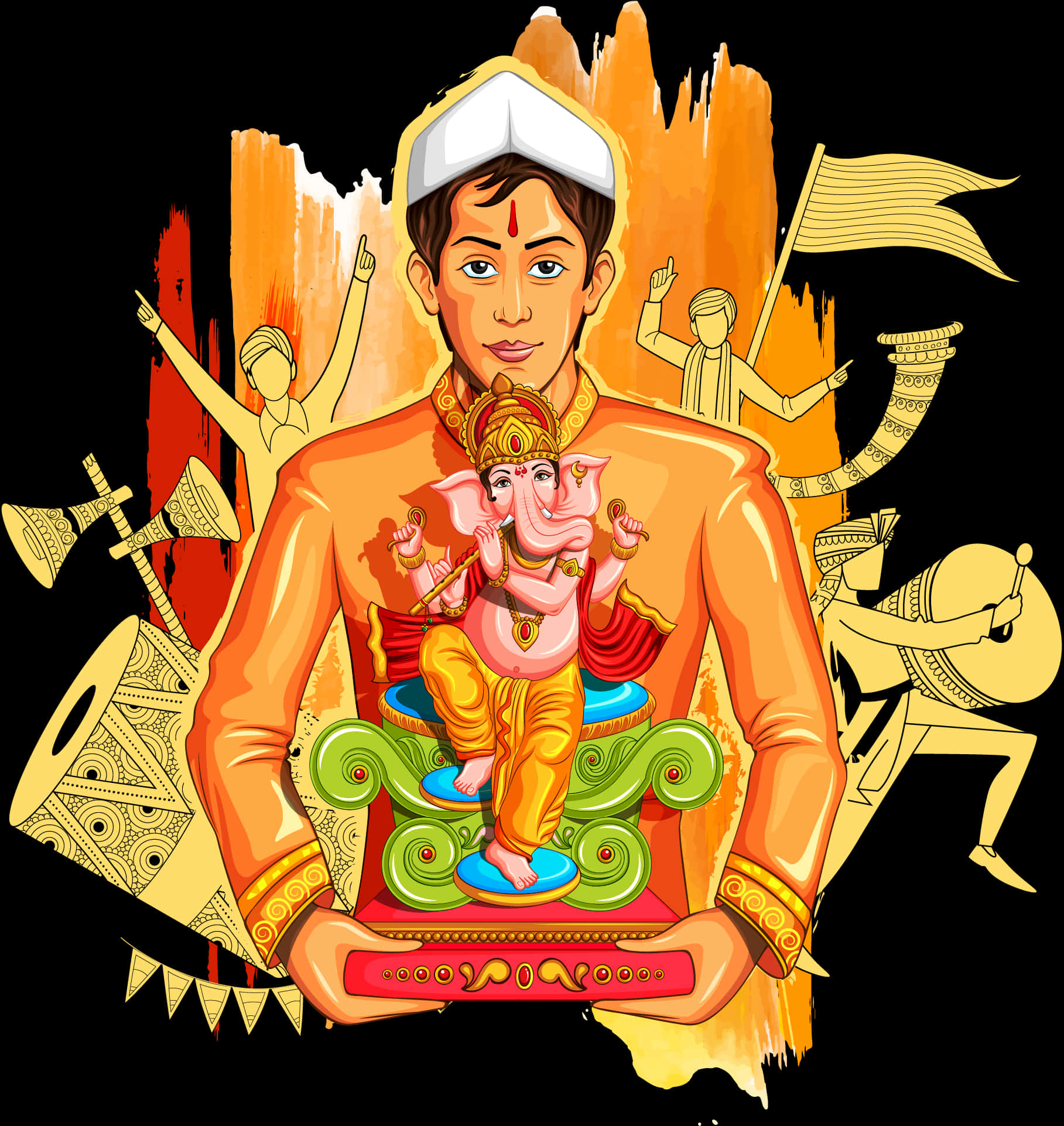 Ganesh Chaturthi Celebration Artwork PNG image