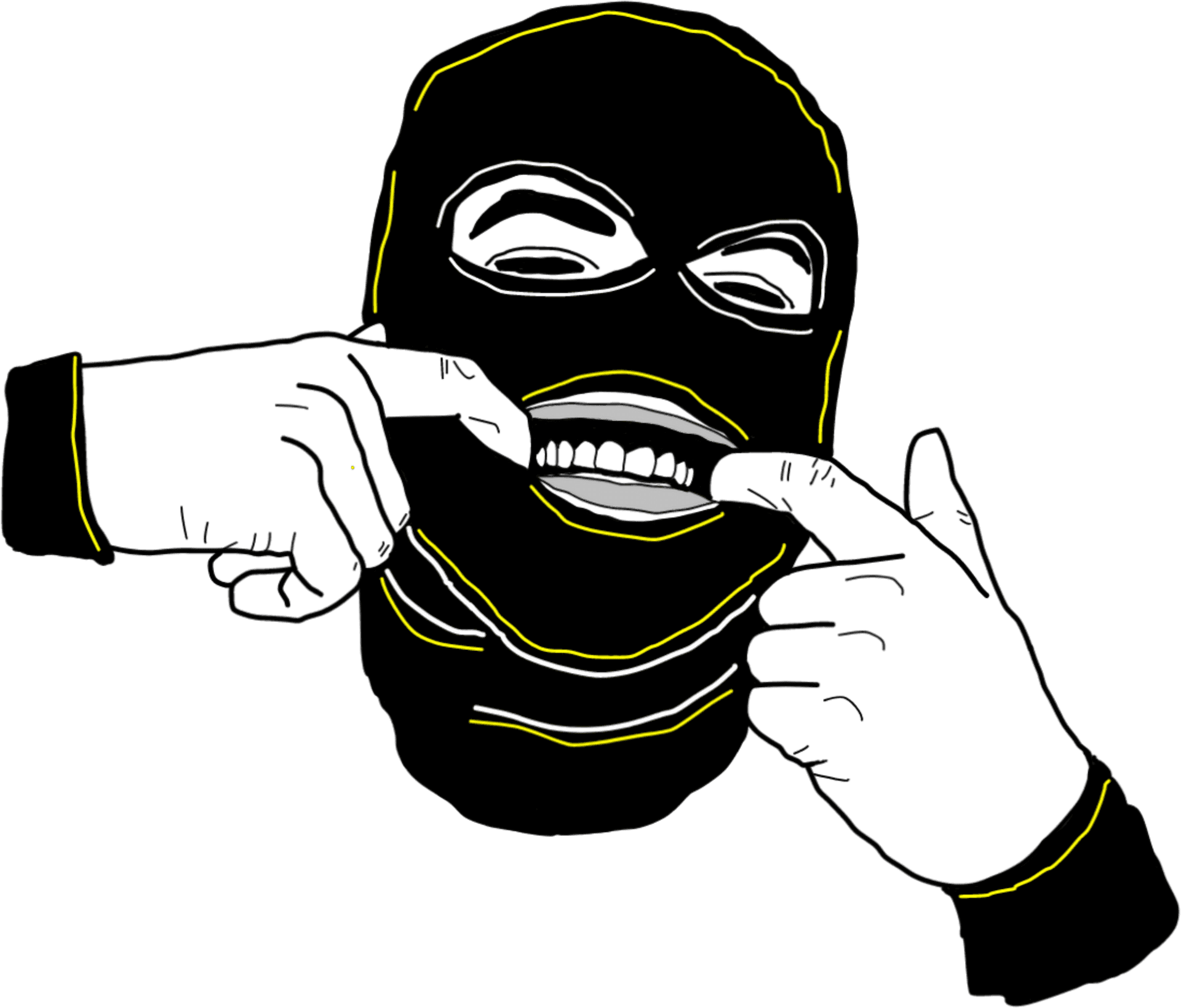 Gangster Ski Mask Hand Gesture PNG image