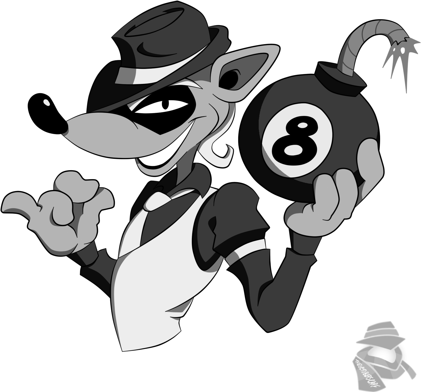Gangster Wolfwith Eight Ball Bomb PNG image
