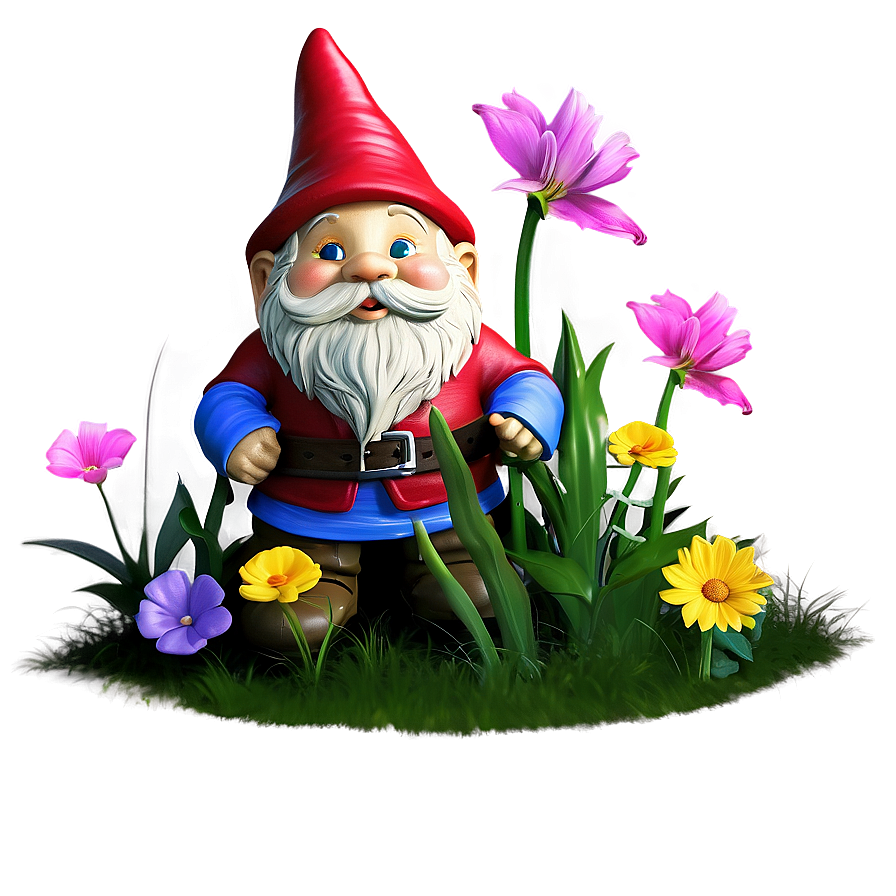 Garden Gnome With Flowers Png 72 PNG image