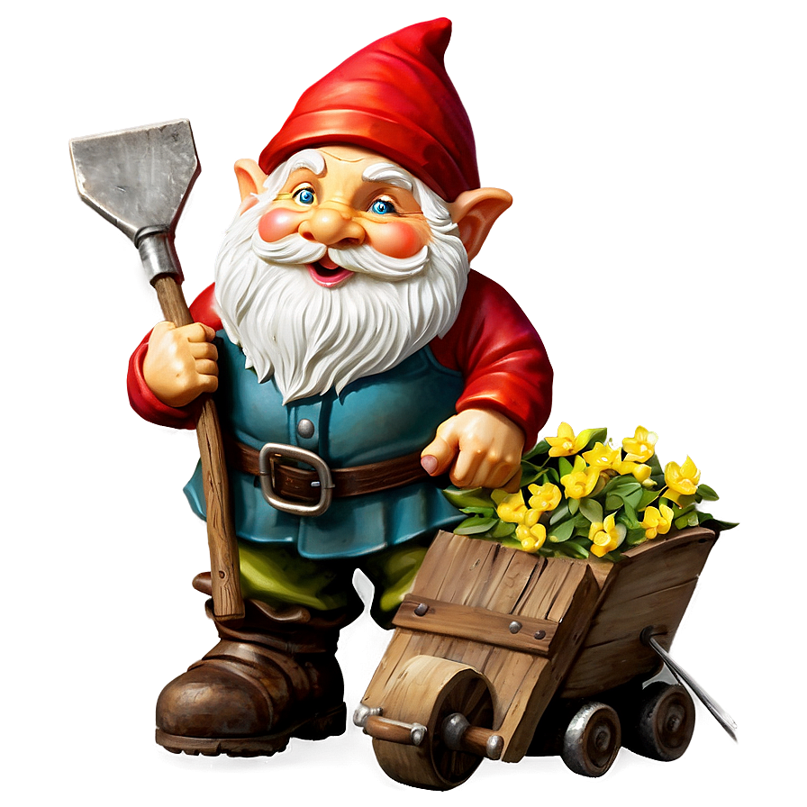 Garden Gnome With Wheelbarrow Png Fcl25 PNG image