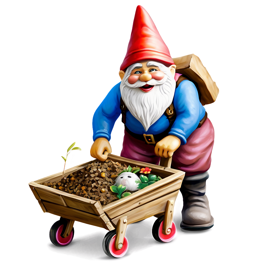 Garden Gnome With Wheelbarrow Png Kgw23 PNG image