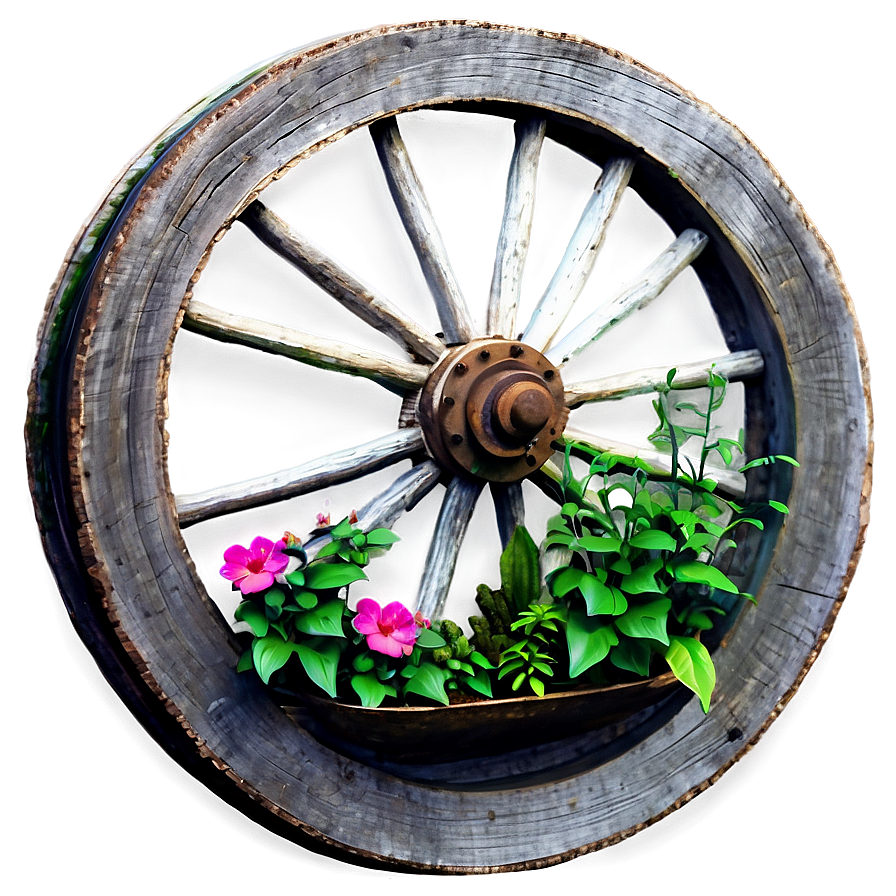 Garden Wagon Wheel Decor Png 06132024 PNG image